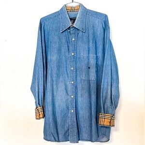 Burberry Mens Nova Check Denim Shirt Large